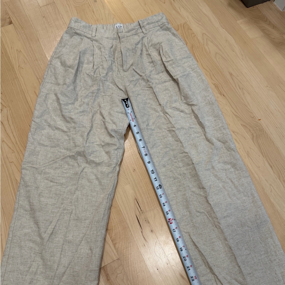 GAP Linen-Blend High Rise Trousers in Natural Beige - Picture 2 of 7